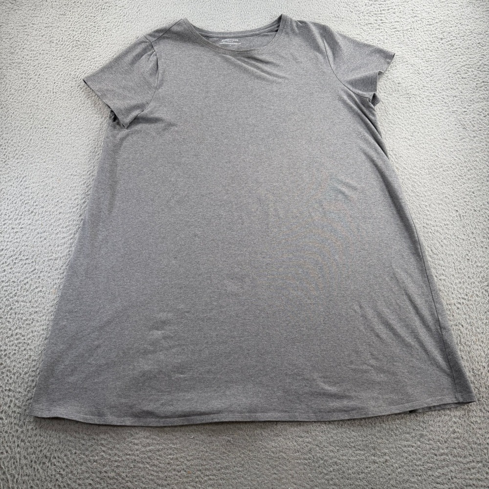 Eileen Fisher Tunic Women 1X Gray Organic Cotton A-Line Short Sleeve Tee Basic
